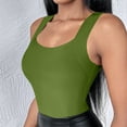 thumbnail image 5 of qolati Womens Padded Tank Tops Double Lined Built in Bra Sleeveless T-Shirts Square Neck Longline Sports Bra Slim Fitted Basic Camisole Vest Tees Green S, 5 of 9