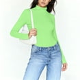 thumbnail image 4 of WHEANG Long Sleeve Shirts For Women High Neck Regular Long Sleeve Crewneck T Shirt Rayon Spandex Soft Elastic Slim Fit Base Layer 1Pc Green S-5Xl, 4 of 7