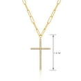 thumbnail image 3 of Cubic Zirconia Cross 18k Gold Over Sterling Silver Paperclip Necklace Gift for Her, 18" + 3" Extension, 3 of 7