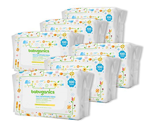 600 Count Hand & Baby Wipes Packaging May Vary Contains Six 100-Count Packs Babyganics Face Fragrance Free 