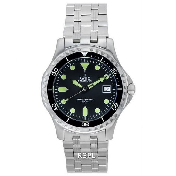 Ratio FreeDiver Professional Sapphire Black Dial Quartz RTF005 200M Men's Watch