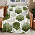 thumbnail image 4 of Sage Green Gold Geometric Throw Blankets, Modern Abstract Hexagon Pattern Soft Fleece Blanket Decorative for Home Sofa Couch Chair Living Bedroom, 60x80 inches,, 4 of 9