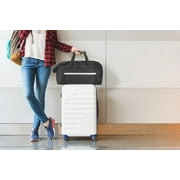 40 Liter 22 Inch Duffle Bag with Reflective Stripe, Front Accessory Pocket, Handles, Dual Zipper Closure and Luggage Strap for Traveling, Commuting, Sports and Gym Equipment in Black & Silver