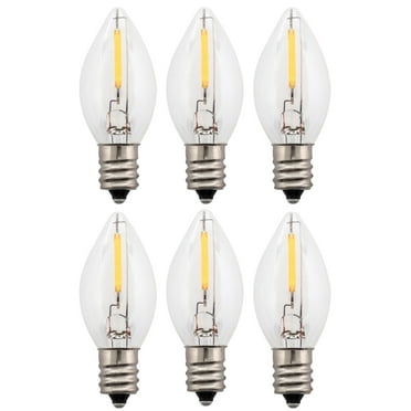 LED Night Light Bulbs (6 Pack), C7 Replacement Light Bulbs – 7W Equivalent , White Warm 2700K, Christmas String Lights, Electric Window Candles
