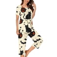 thumbnail image 6 of Juesizh Pajamas for Women Set Plus Size Halloween Print Loungewear Casual Comfy Short Sleeve Capris Pajamas, S-3XL, 6 of 7