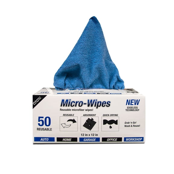 Eurow Microfiber Wipe and Clean Cloths 12" x 12" with Dispenser Box 50 Pack, Blue