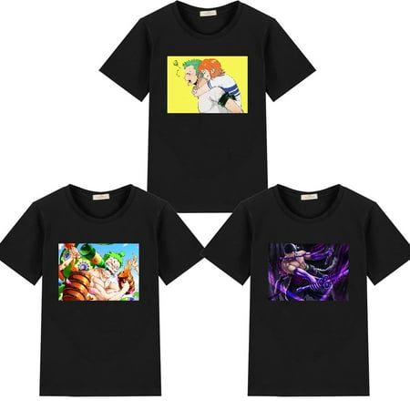 

3PCS One Piece ZORO Boys and Toddlers T-Shirt Comfort Cartoon Tshirts Birthday Christmas Gift for Boys and Girls