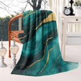 thumbnail image 2 of Green and Gold Marble Glitter Waves Pattern Blanket,Comfortable Soft Flannel Throw Blanket,All Season,Warm Lightweight Blankets for Sofa Bed Couch Living Room Chair,50"x60", 2 of 4