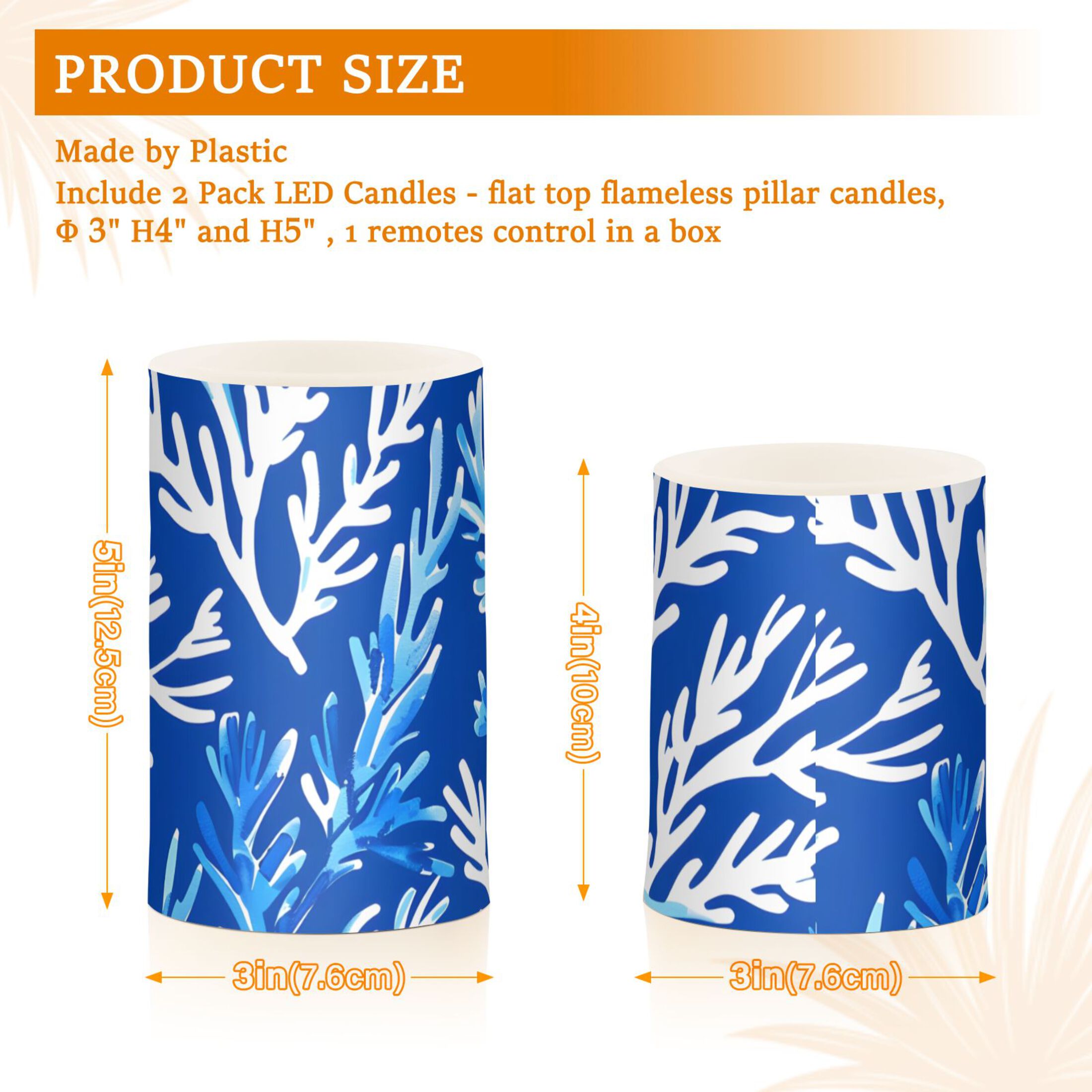 Blue Corals Flickering Flameless Candles LED Tealight Battery Operated with Remote Set of 2 Holiday Decor Ornaments