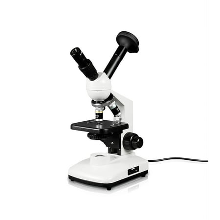 Vision Scientific Dual View Compound Microscope, 10x WF & 20x WF Eyepieces, 40x-800x Magnification, LED Illumination w/ Control, 0.65 N.A. Condensers, Plain Stage, and 3.0MP Digital Eyepiece Camera