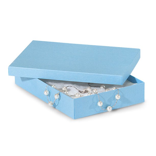 Nas Pack of 100, Solid 7 x 5 x 1.25" Light Blue Jewelry Boxes w/Non