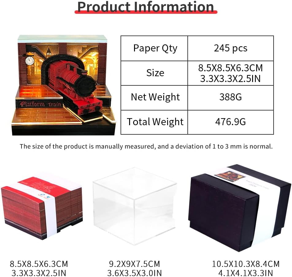 3D Calendar 2026 with LED and Switch, Christmas Tree Time Piece Calendar Tear-Away Paper Art Notepad Creative 3D Memo Artsy Pad Calendars for Record Planner Bookmark Gift Decorative Decor (No battery