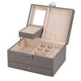 thumbnail image 1 of Household Jewelry Storage Box Waterproof PU Leather Jewelry Case Double Layer Partition Large Capacity Ornament Organizer gray, 1 of 7
