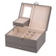 thumbnail image 2 of Caja de almacenamiento de joyas para el hogar Caja de joyería de cuero PU impermeable Partición de doble capa Organizador de adornos de gran capacidad gris, 2 of 5
