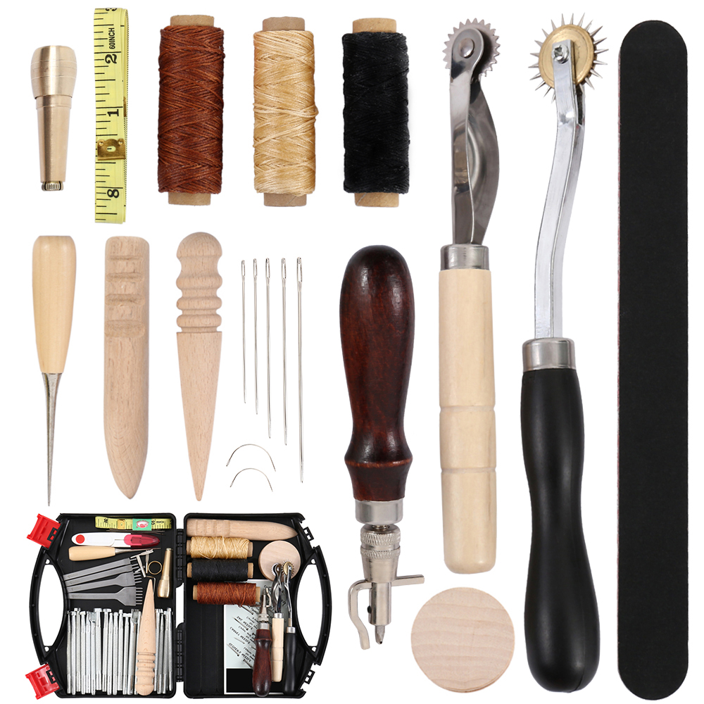 Willstar 59pcs Professional Leather Craft Tools Kit for Hand Sewing