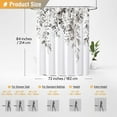 thumbnail image 6 of Extra Long Shower Curtain - 84 Inch Linen Textured Floral Heavy Duty Fabric Shower Curtain Set with 12 Metal Hooks, Tall Eucalyptus Botanical Bath Curtains for Bathroom Showers, 72x84, Black, 6 of 6