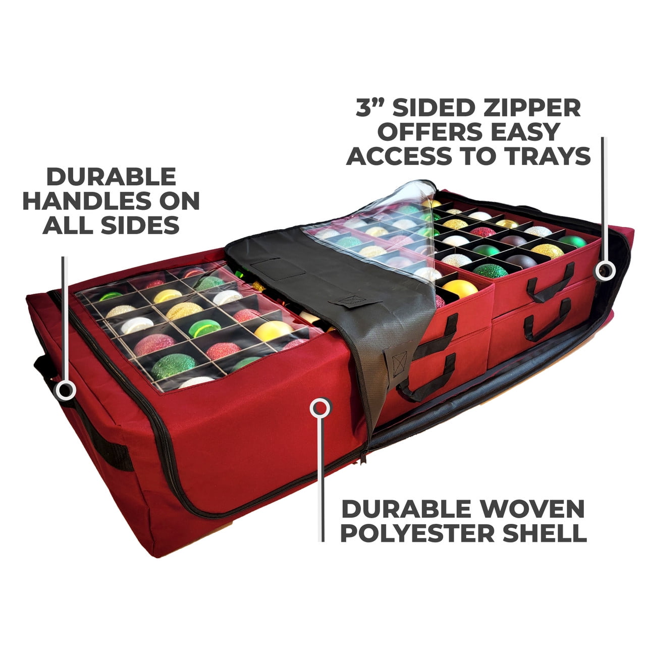 Under Bed Ornament Storage Holds 108 Ornaments, 72 - 3" and 36 - 4" Ornament Compartments (SB-40060-VT)