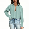 thumbnail image 4 of Yanlir Womens Casual Lapel Neck Button Down Blouse Long Sleeve Solid Color T Shirt Tops Comfortable Fashion Regular Fit Spring Summer Work Party(Green,XL), 4 of 7