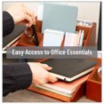 thumbnail image 7 of Mind Reader PU Leather Desk Organizer and Letter Tray Set, Stackable Paper Tray, Pen Cup and Card Holder, Brown, 7 of 7