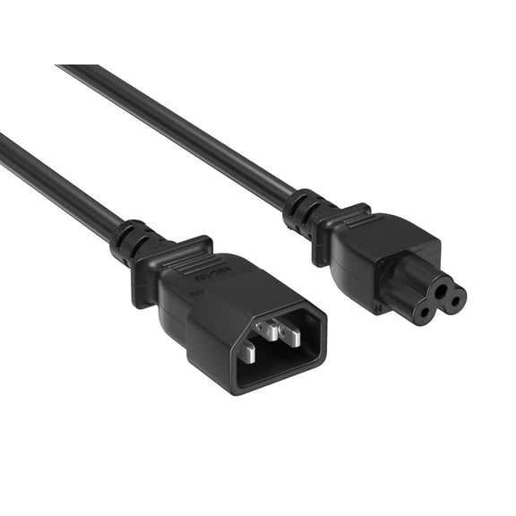 Cable Leader 3ft IEC320 C14 to C5 Heavy Duty Power Extension Cord 18AWG, Black