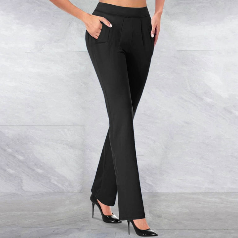 SMihono New Year s Deals Womens Skinny Slim Fit Full Length Pants Dress Pants Women High Waisted Leg Work Pants Stretch Office Casual Pants Black 6