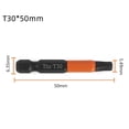 thumbnail image 1 of 1Pc 50Mm 1/4 Inch Hex Head Drill Bit Magnetic for Torx Screwdriver Bits for T10-T40 T30, 1 of 9