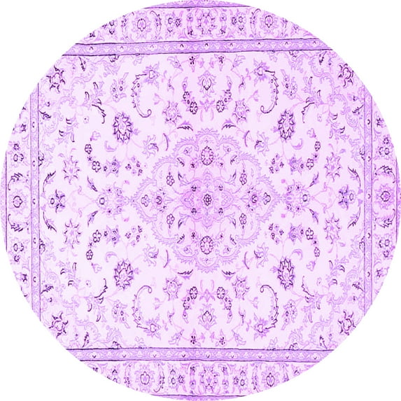 Ahgly Company Indoor Round Medallion Purple Traditional Area Rugs, 7' Round