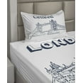 thumbnail image 2 of Ambesonne London Fitted & Top Sheet Set with Sham, Europe Big Ben Landmark, Black White, 2 of 4