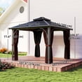thumbnail image 3 of Outsunny Pavillon à Toit Rigide en Polycarbonate 10 Pieds x 10 Pieds avec Moustiquaire et Rideaux, 3 of 10
