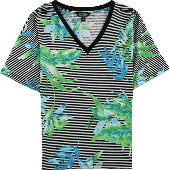 Ralph Lauren Womens Floral Basic T-Shirt, Black, Large