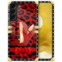 FKBRCL4U Compatible with Samsung Galaxy S22 Case, Elegant High Heels Luxury Golden Decoration for Girl Women Soft TPU Shockproof Protective Hard PC Back