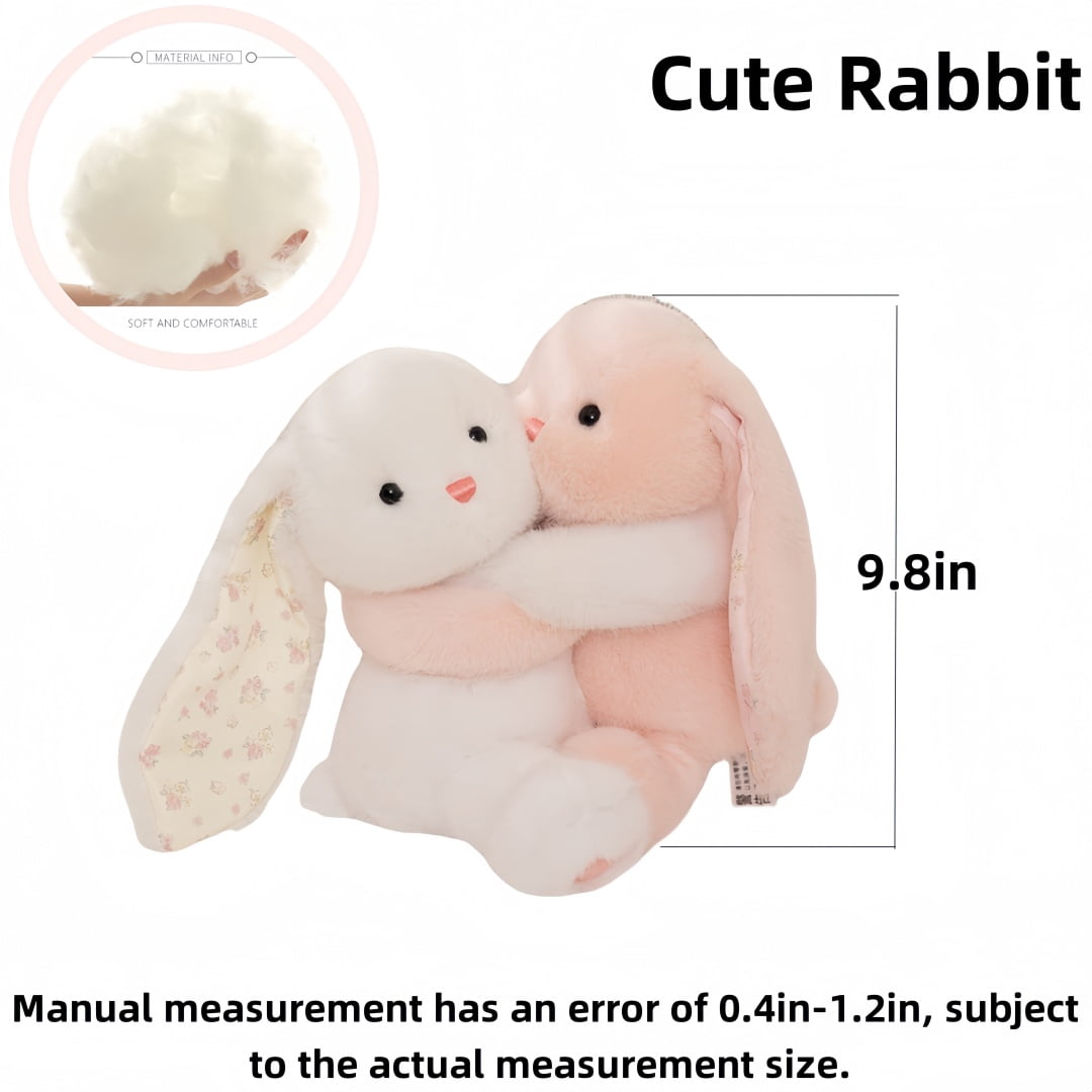 Cuddly Plush Bunny Stuffed Animal-Magnetic Hug Soft Long Eared Rabbit Easter Toy for Birthday Gift