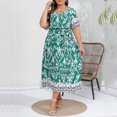thumbnail image 3 of Vestido de Verano de Manga Corta para Mujeres Moda Sexy Tamaño Grande Impresión Plegado Cuello en V, Playa Casual Y Vestido de Fiesta, 3 of 8