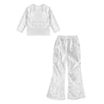 thumbnail image 3 of Alvivi Kids Boys Girls Shiny Crop Tops with Bell Bottom Pants for Hip Hop Jazz Party Performance Silver 5-6, 3 of 7