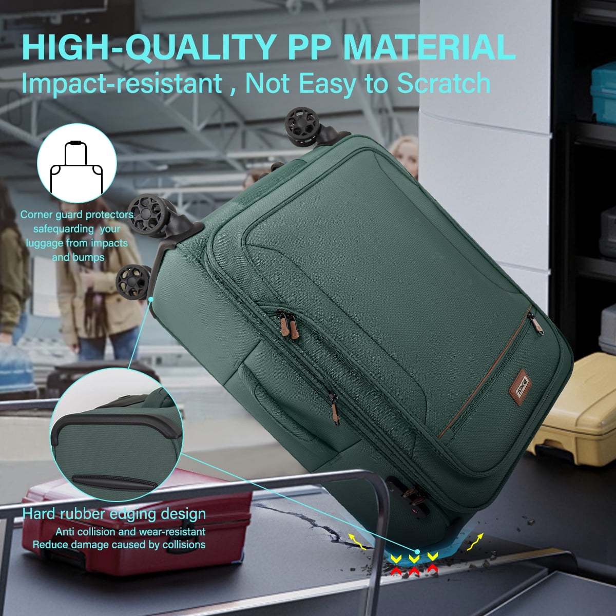 3 Piece Softside Luggage Set, Expandable Soft Shell Spinner Luggage with Front Opening, Lightweight Durable Suitcase TSA Lock Approved, 20"/26"/28", Grey(XJ1097)