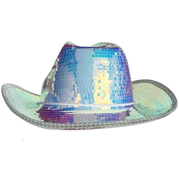 Shiny Mirrored Cowboy Hat, Sparkly Western Party Hat for Women and Men
