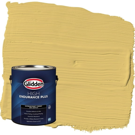 Glidden HEP Tropical Siesta / Yellow Semi-Gloss Exterior Paint with Primer, 1 Gallon
