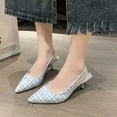 thumbnail image 4 of Sandalias de tacón alto puntiagudas para mujer, zapatos de media cabeza con espalda hueca, informales, versátiles, a la moda, Color Azul Marino, 4 of 4
