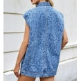thumbnail image 3 of Women'S Vintage Denim Jean Vest Oversized Button Down Jean Waistcoat Gilet Blue Leopard Print S, 3 of 8