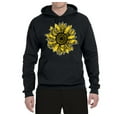 thumbnail image 2 of Artsy Cheetah Leopard Print Sunflower Fashion Unisex Graphic Hoodie Sweatshirt, Black, Small, 2 of 3