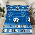 thumbnail image 3 of Feelyou Retro Soccer Sports Twin Sheet Sets, Est Sleep Rugby Football Twin Fitted Sheet, Blue Cartoon Ball Flat Sheet, Breathable Home Decor, 3 Pieces, 3 of 8