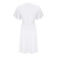 thumbnail image 7 of QUYUON Women's Plus Size Vintage Swing Dress with Belt Solid Color Summer Faux Wrap V-Neck Short Sleeve T-Shirt Dress Casual Loose A-Line Cocktail Party Knee Length Dress Beach Sundress, White L, 7 of 7