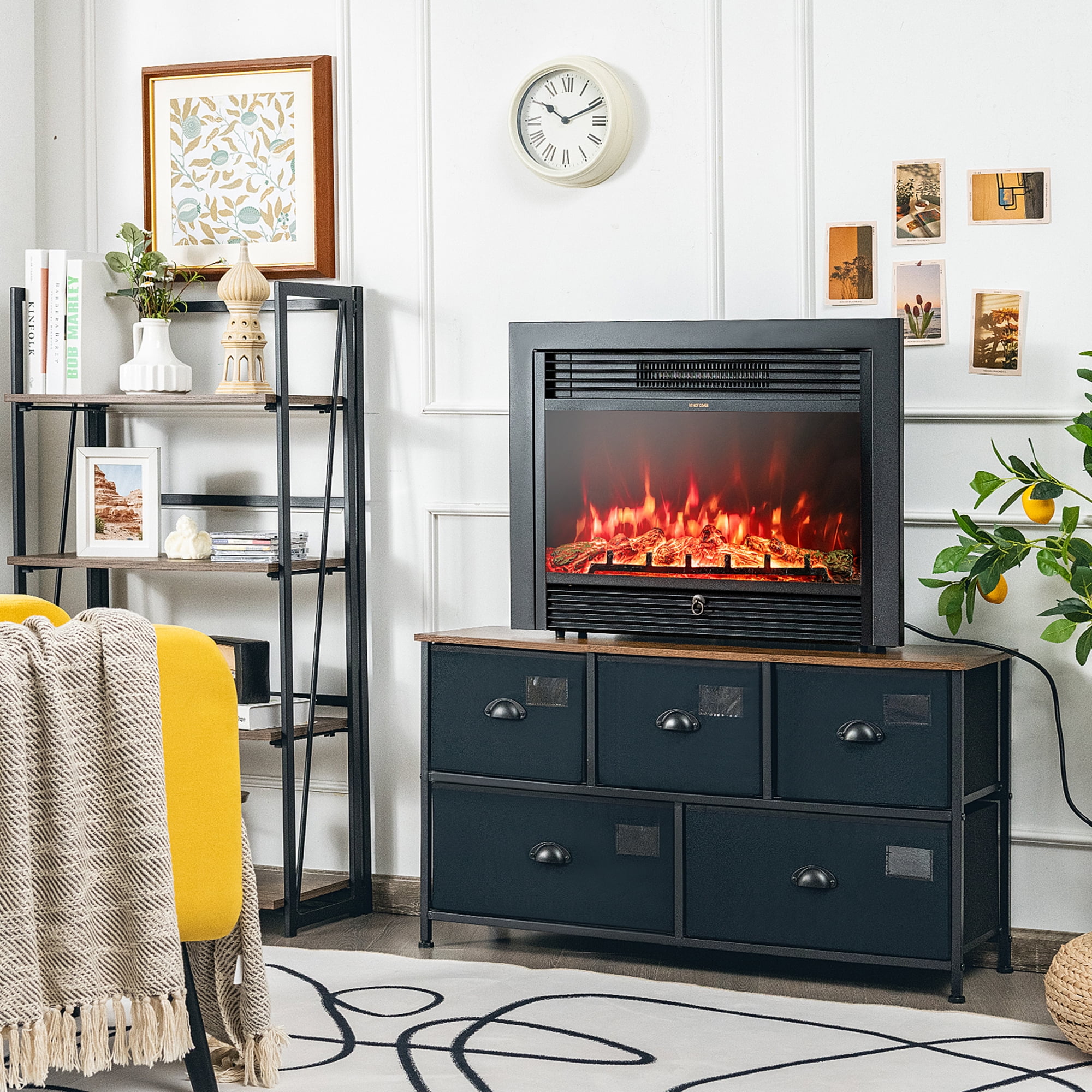 28.5'' Fireplace Electric Embedded Insert Heater Glass Log Flame Remote -  Walmart.com