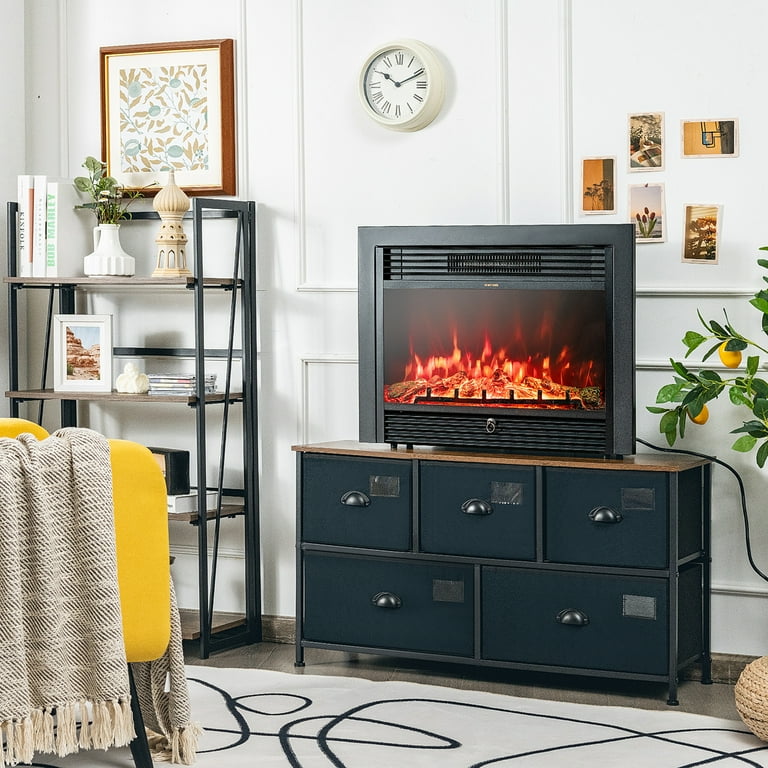 28.5'' Fireplace Electric Embedded Insert Heater Glass Log Flame Remote -  Walmart.com