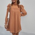 thumbnail image 4 of Vestido de gasa de malla de manga larga de color sólido suelto informal de moda para mujer Fridja  NMB1513, 4 of 7