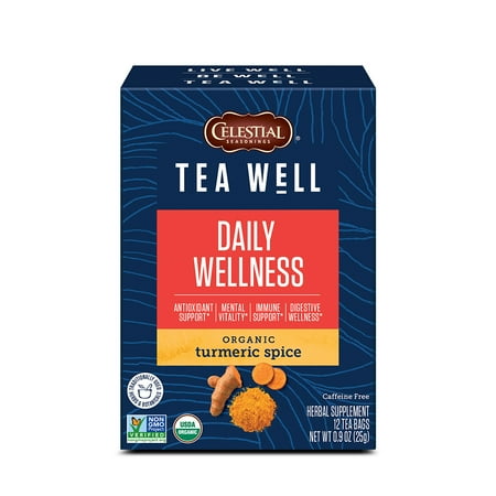 Celestial Seasonings TeaWell Organic Turmeric Spice Daily Wellness Tea Bags, 12 Count