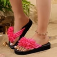 thumbnail image 6 of CHUMUD Womens Outdoor Fuzzy Flower Decor Toe Post Platform Flip-Flop Sandals, Casual Open Toe Slip-On Slippers, Lightweight Summer Beach Sandals, 6 of 9