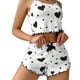 thumbnail image 3 of Conjunto de Pijama de 2 Piezas con Estampado Gráfico para Mujer, Top Corto y Pantalones Cortos de Verano, Conjuntos de Ropa de Dormir Acanalados. y Negro XL, 3 of 5