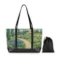 thumbnail image 7 of FORMRS Canvas Laptop Tote Bag for Women with 15.6" Computer Compartments Shoulder Handbag, Art Garden Scene, 7 of 7