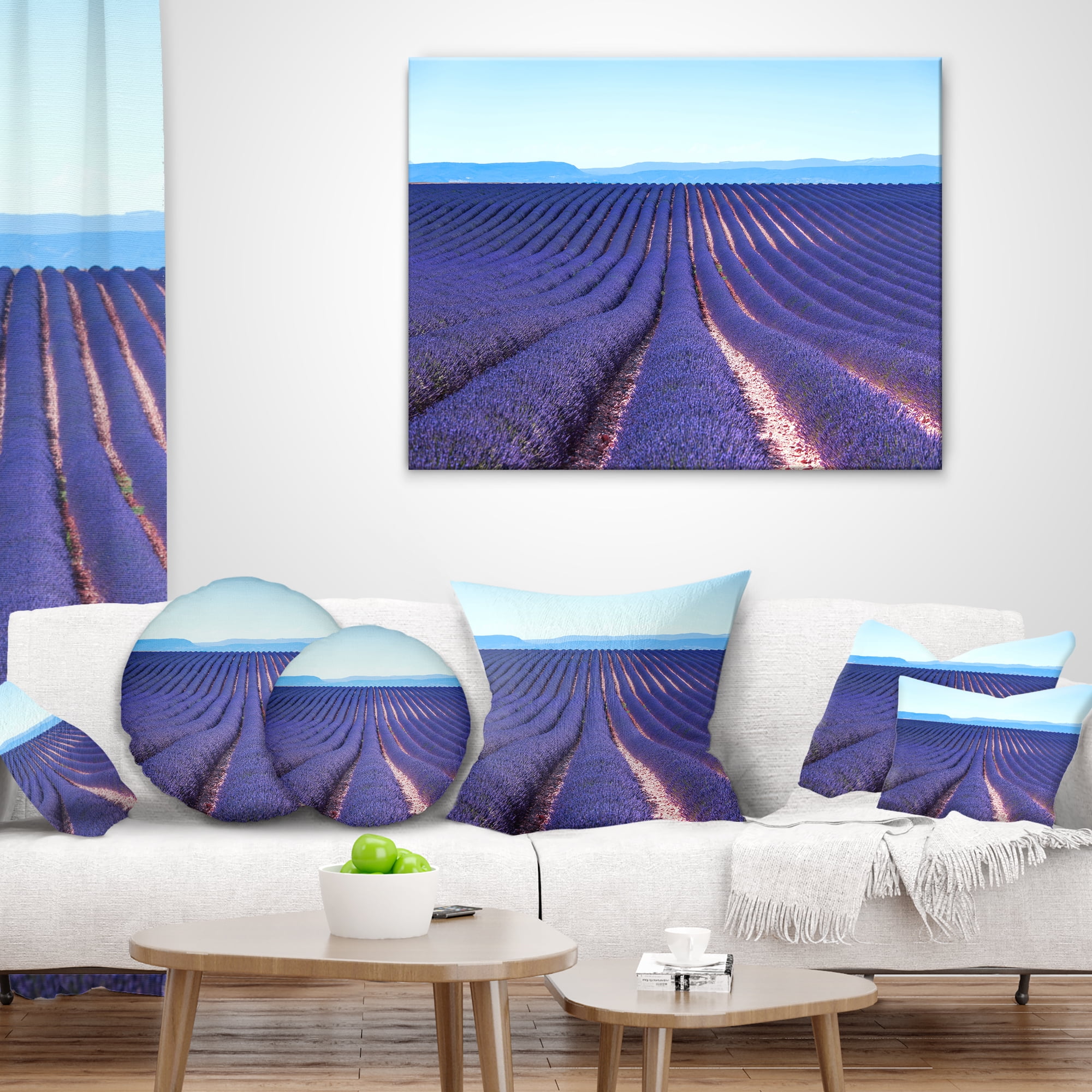 Designart Endless Rows of Lavender Flowers - Floral Throw Pillow - 16x16